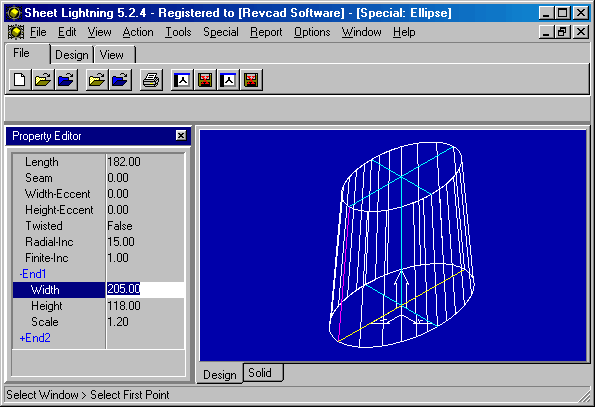 Elliptical Lampshade Design - Software Screen Shot