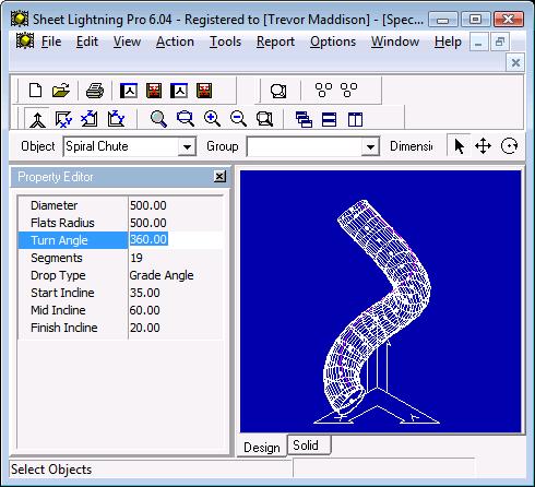 Graded Spiral Chute Designer